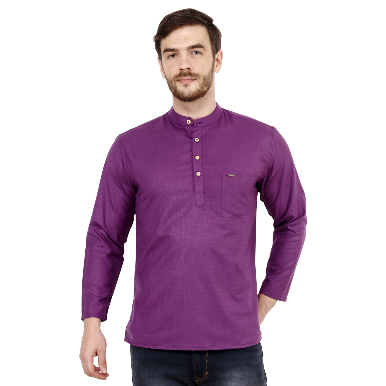 Mens Violet Short Kurta